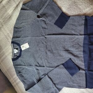 Old Navy Blue and White Crewneck Sweater with Classic Design